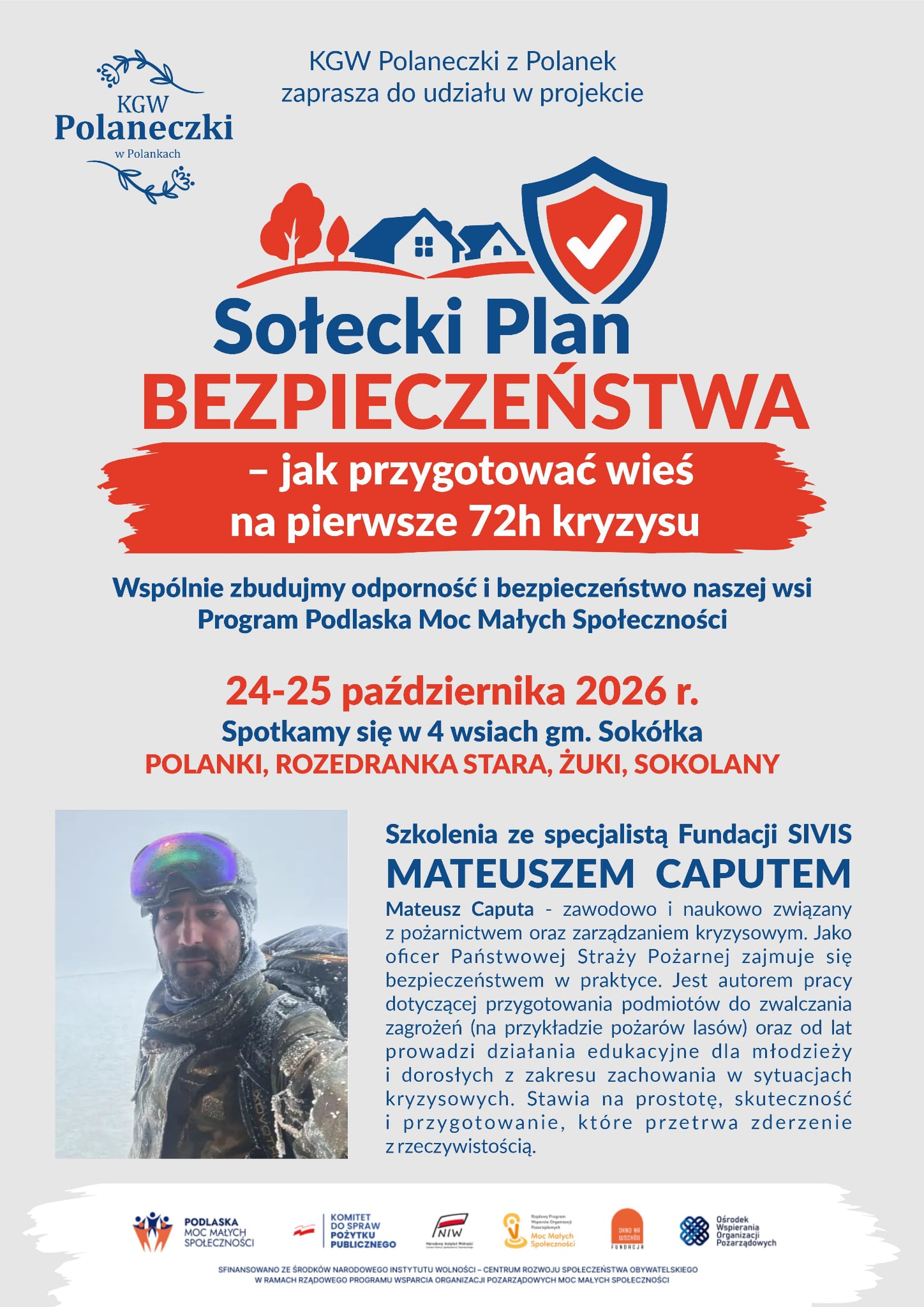 Plakat promujący Sołecki Plan Bezpieczeństwa - Jak przygotować się na&nbsp;pierwsze 72 h. 