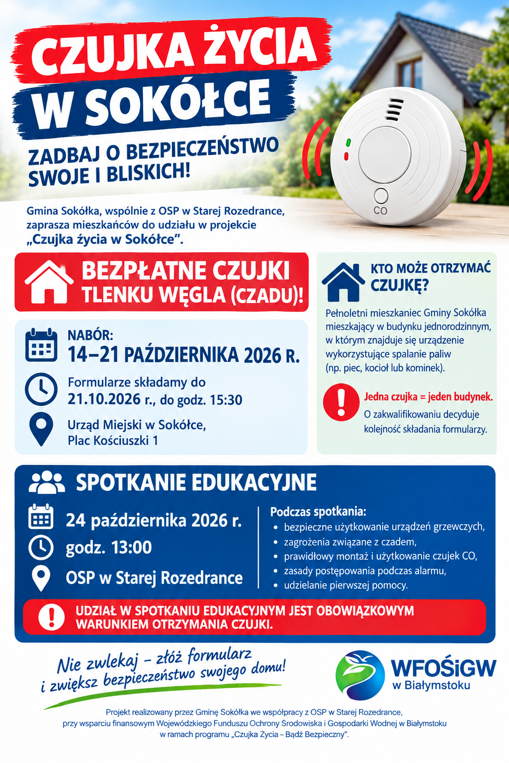 Plakat informujący o&nbsp;projekcie "Czujka Życia "