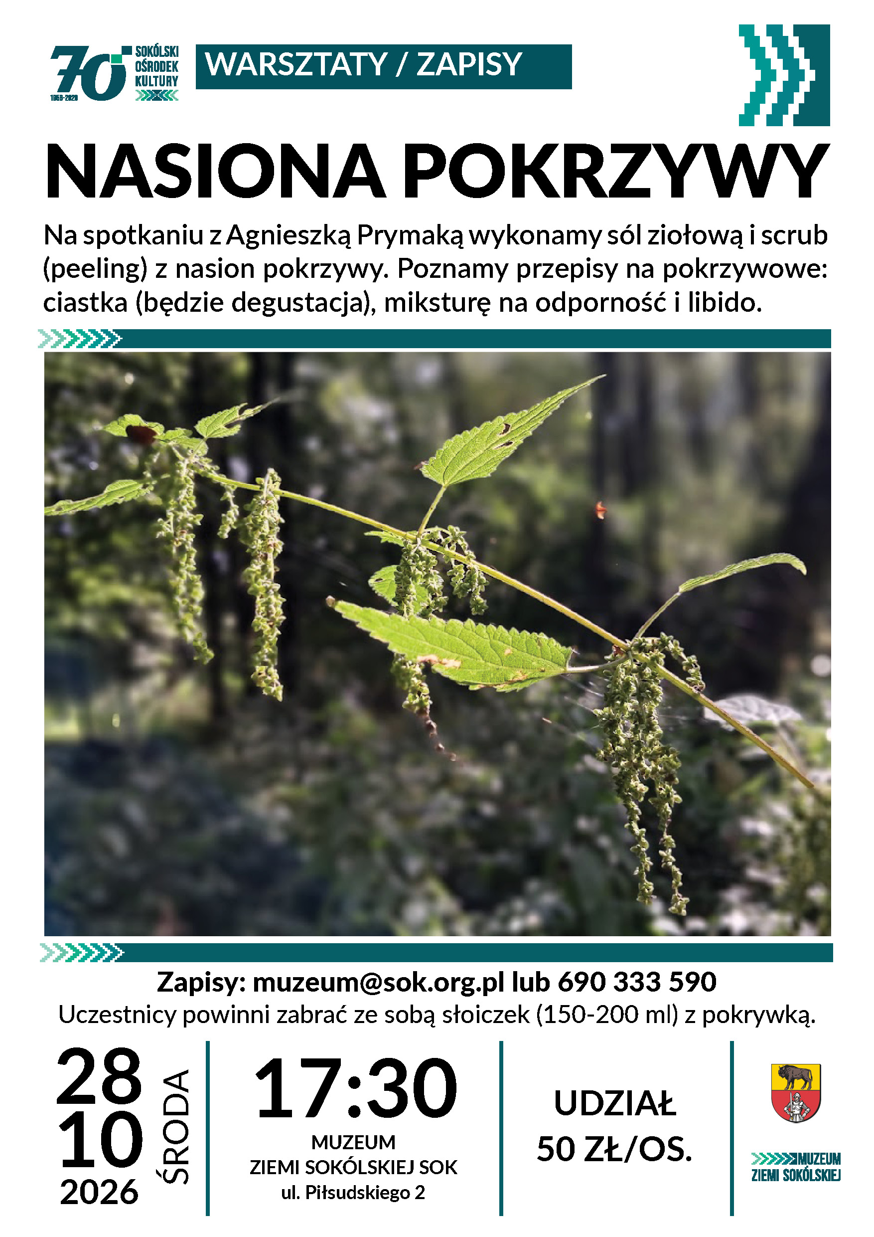 Plakat promujący warsztaty z&nbsp;Agnieszką Prymaką