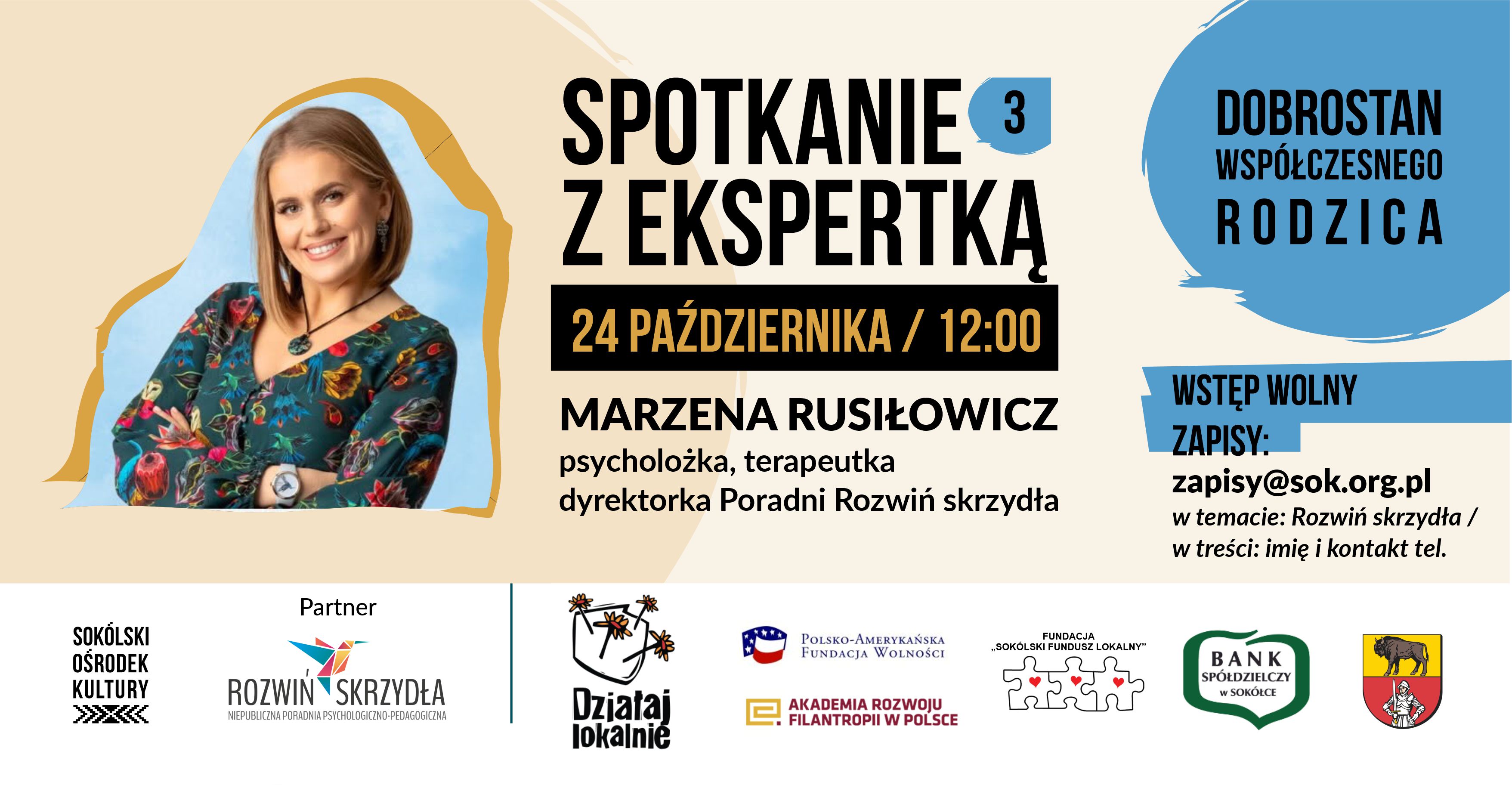 Plakat promujący wydarzenie pt: " W lustrze dziecka &ndash; spotkanie o&nbsp;świadomym wychowaniu z&nbsp;psycholożką Marzeną Rusiłowicz" 