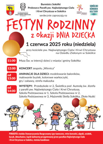 Plakat: Festyn Rodzinny z okazji Dnia Dziecka