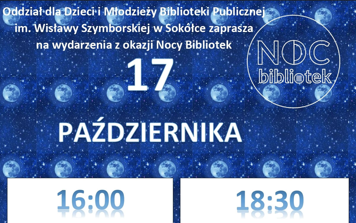 Oddział dla Dzieci i Młodzieży Biblioteki Publicznej im. Wisławy Szymborskiej w Sokółce zaprasza na dwa wydarzenia w dniu 17 października 2025 roku