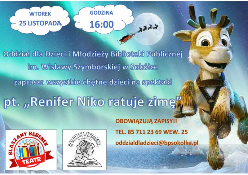 Zaproszenie na spektakl "Renifer Niko ratuje zimę"