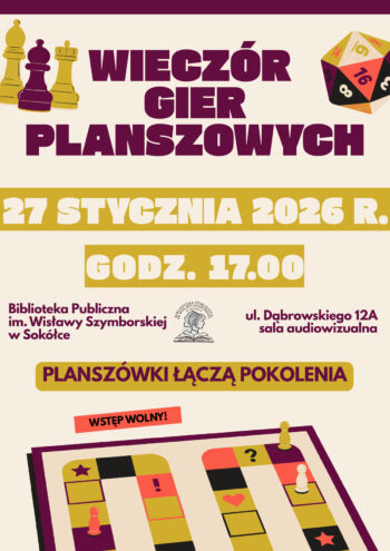 Zaproszenie na Wieczór Gier Planszowych