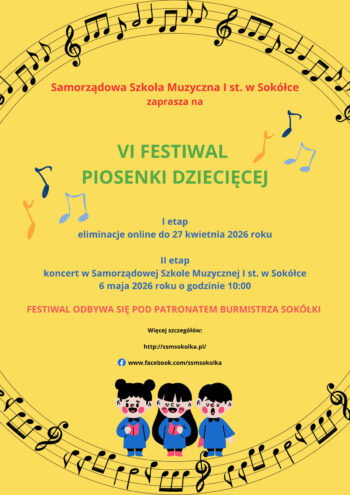 Zaproszenie do udziału w VI Festiwalu Piosenki Dziecięcej