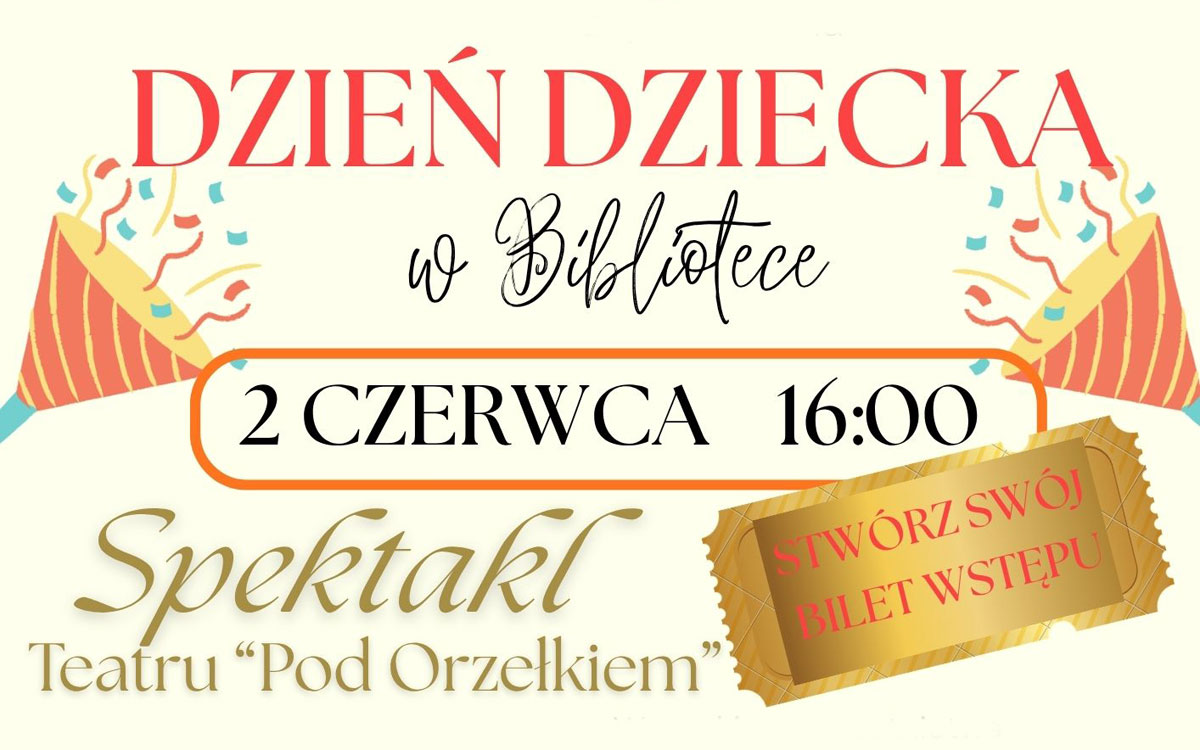 Zaproszenie na Dzień Dziecka w bibliotece
