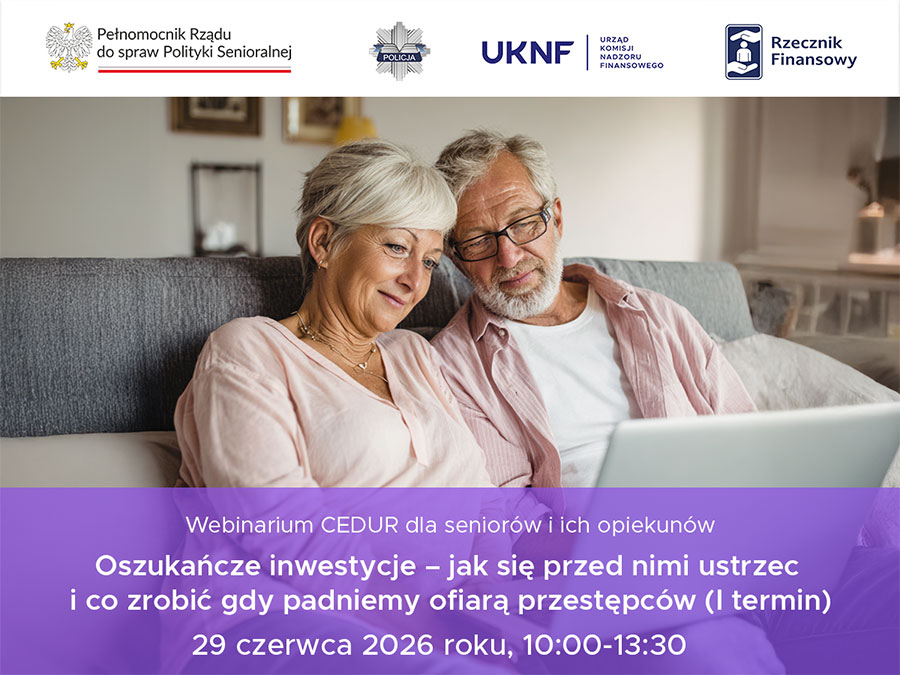 Urząd Komisji Nadzoru Finansowego zaprasza do udziału w kolejnym webinarium dla seniorów i ich opiekunów